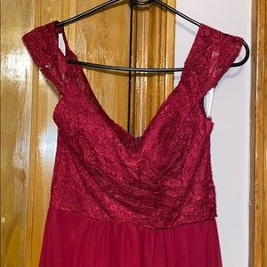 Burgundy long off the shoulder dress